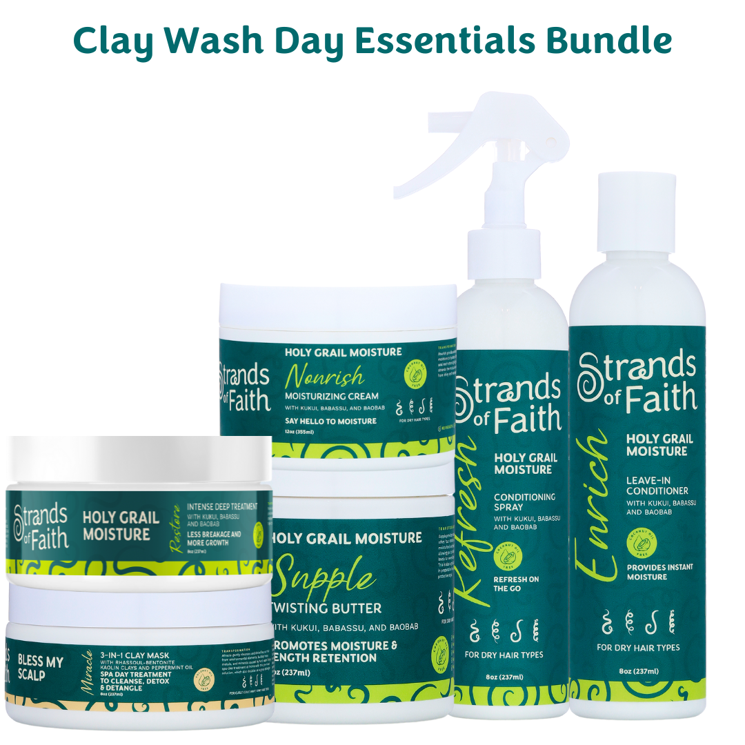 Clay Wash Day Essentials | Scalp Care | Strands of Faith